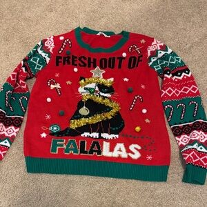 No Boundaries Festive Red Sweater with Sequin Star